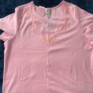 Fashion Bug Pink Embellished V-Neck Tee 237